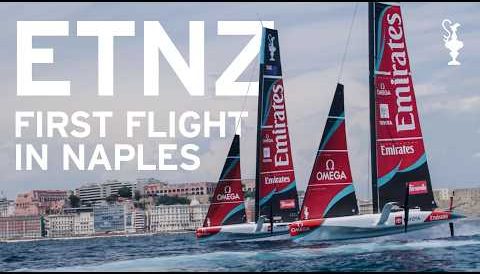 First Flight for Emirates Team New Zealand in Naples