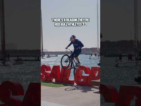 Just casually doing this around site 🚲🔥 #SailGP #sailing #racing